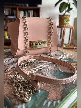 ZAC Zac Posen Eartha Leather Mini Chain Crossbody Bag Blush